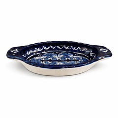 Handcrafted Blue Pottery Oval Dish – 9 × 4.5 Inches - Habitt