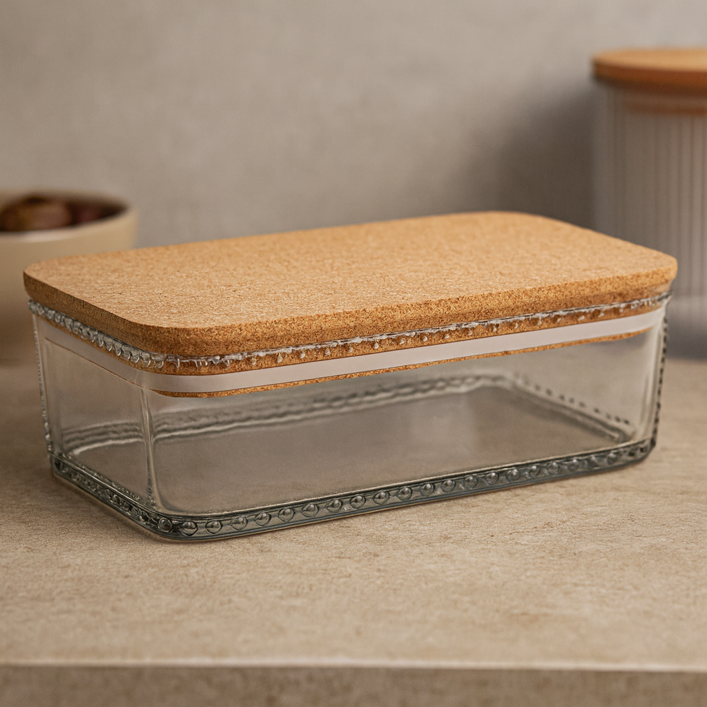 IVY Storage Box with Wood Lid – 0.5L Decorative Clear Container for Spices, Snacks & Small Essentials - Habitt