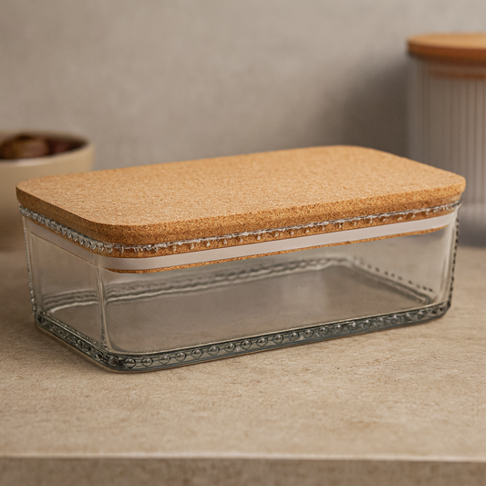 IVY Storage Box with Wood Lid – 0.5L Decorative Clear Container for Spices, Snacks & Small Essentials - Habitt