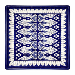 Handcrafted Blue Pottery Serving Dish – Medium Square (10 × 8.5 Inches) - Habitt