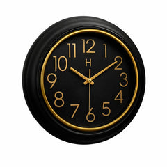 Heritage Prague 2 Wall Clock 18 x 18 Inch – Black & Gold Classic Design with Elegant Round Frame (Plastic) - Habitt