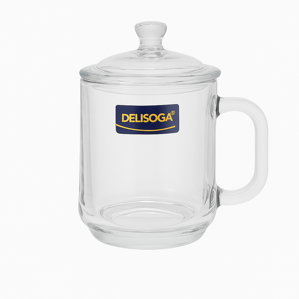 360 mL Glass Mug with Lid & Handle – Premium Clear Drinking Mug for Hot & Cold Beverages - Habitt
