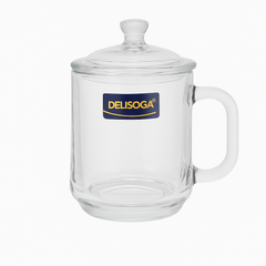 360 mL Glass Mug with Lid & Handle – Premium Clear Drinking Mug for Hot & Cold Beverages - Habitt