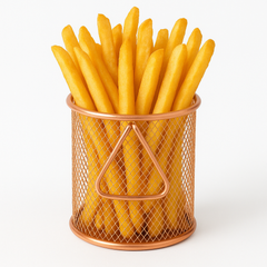 Round Fries Strainer – Silver &amp; Black Stainless Steel Mesh Basket - Habitt