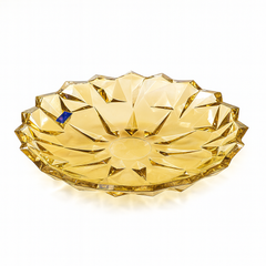 337 mm Premium Coloured Serving Plate – Crystal-Cut Design in Gold & Silver for Cakes, Snacks & Décor (1 Pc) - Habitt