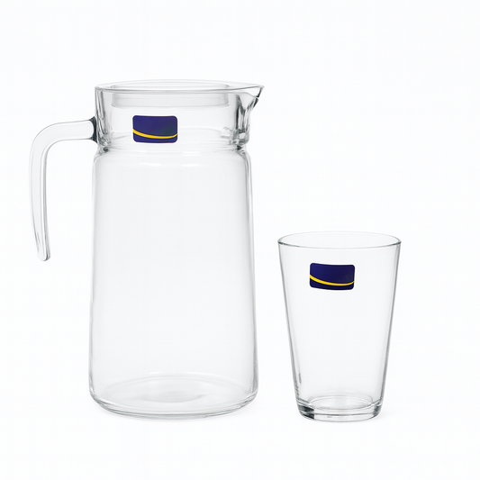 Clear Glass 7-Piece Water Set – 1.98 L Jug with 315 ml Glasses (Premium Everyday Glassware) - Habitt