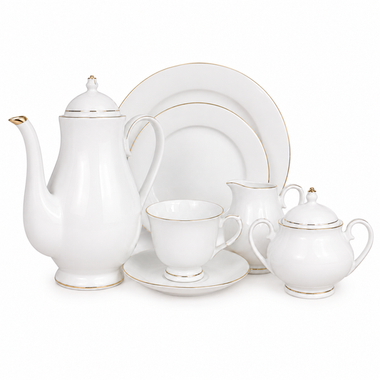 Gold Line GGK Tea Kettle Set 24 Pieces | Ceramic Tea Serving Set
