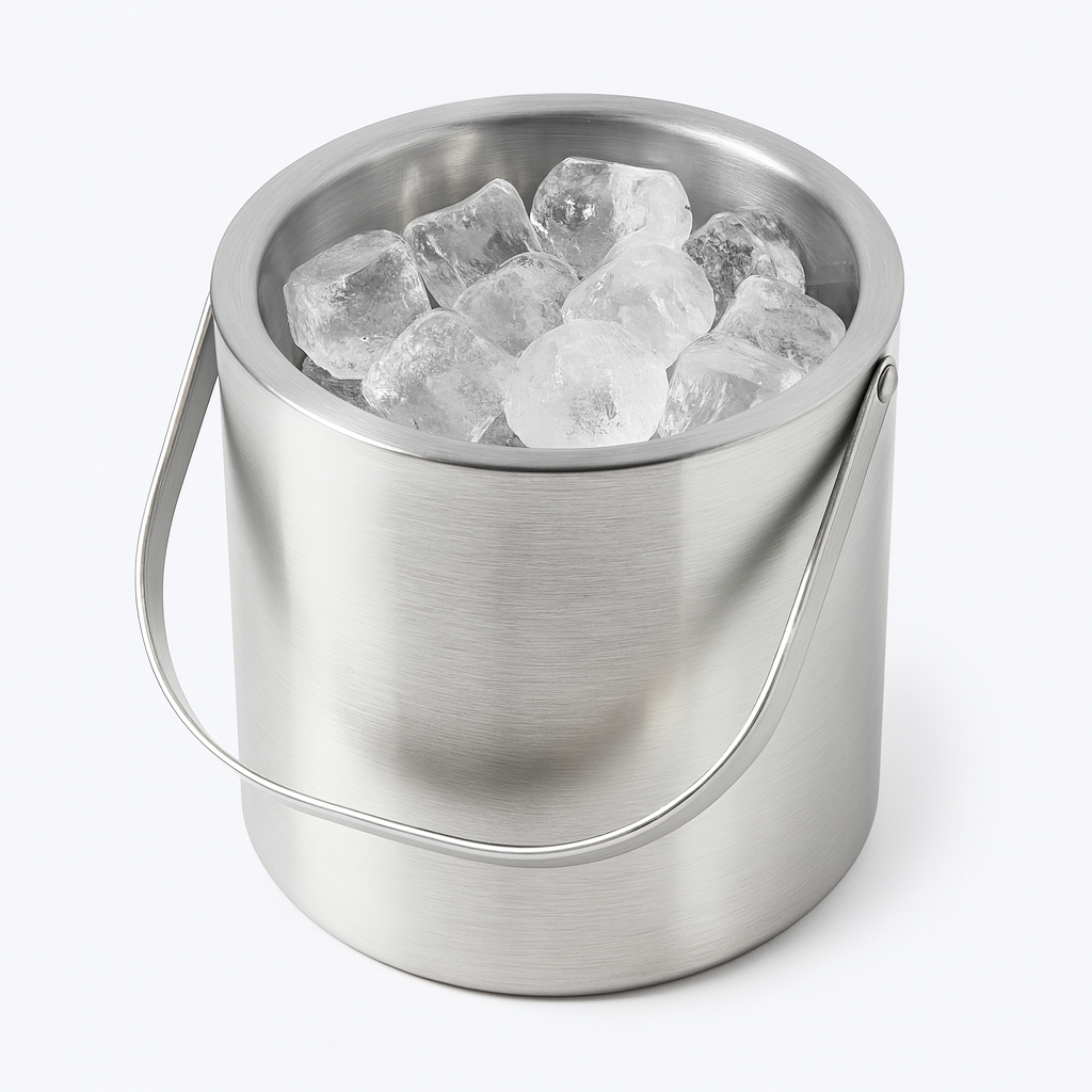 Stainless Steel Ice Pail with Handle – Double Wall Ice Bucket for Home, Parties & Bars - Habitt