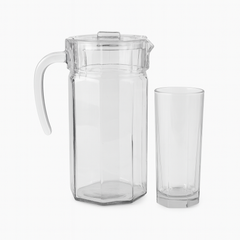 Premium Deli Glassware Water Set – 7 Piece Set (1.25 L Jug + 320 mL Glasses) - Habitt