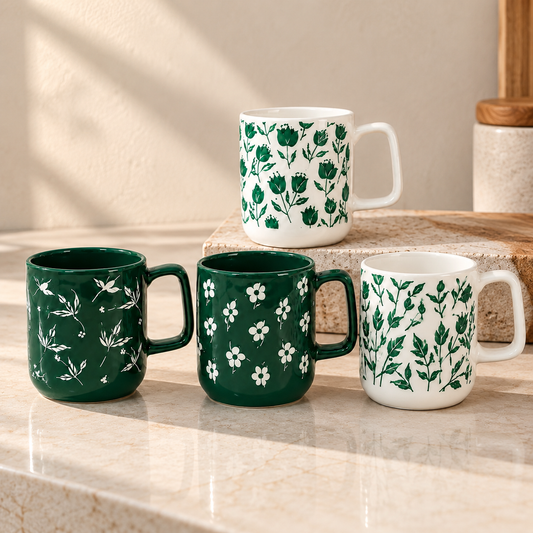 Assorted Colors & Floral Designs 450ml Printed Mug