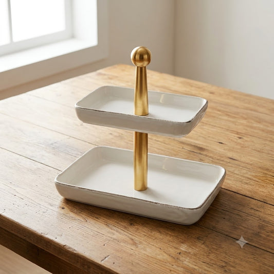 2-Tier Ceramic Serving & Display Tray.