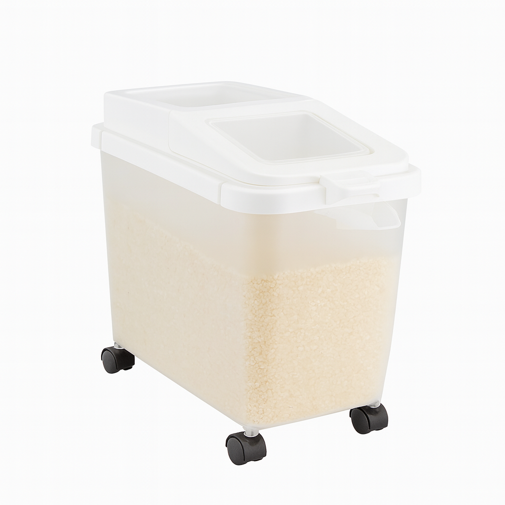 10KG Rice Storage Box with Wheels – Airtight Cereal Dispenser for Rice, Grains & Dry Food - Habitt