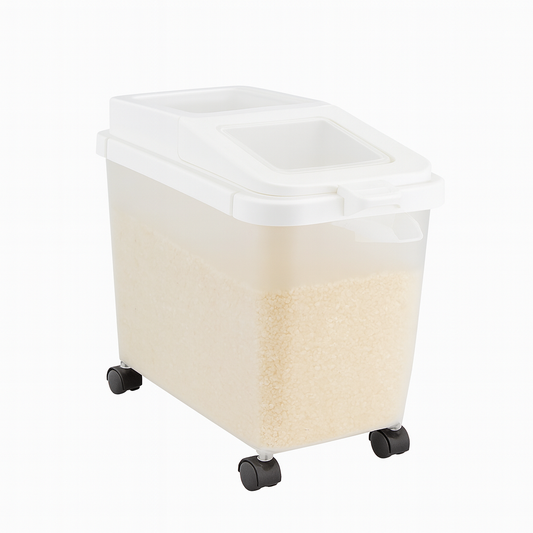 10KG Rice Storage Box with Wheels – Airtight Cereal Dispenser for Rice, Grains & Dry Food - Habitt