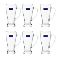 Clear Glass Juice Mug with Handle 430 ml – Set of 6 | Premium 6-Piece Drinkware for Home & Café - Habitt
