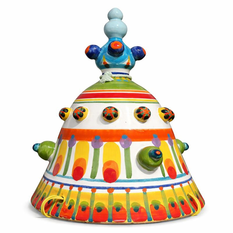 Hand-Painted Colorful Ceramic Hanging Pot – Artisan Decorative Planter with Lid - Habitt