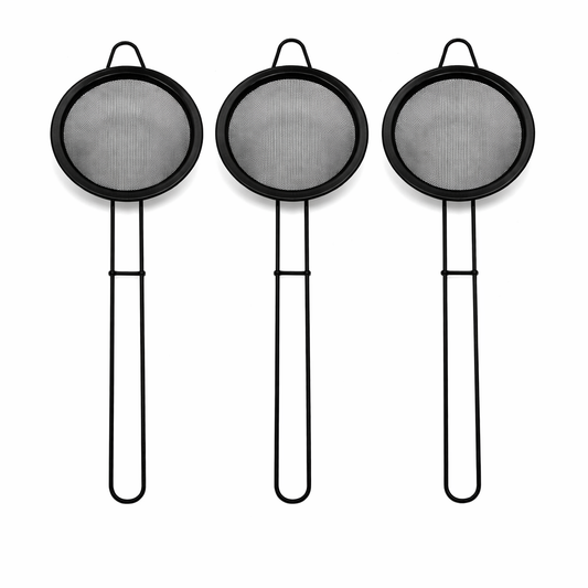 Golden & Black Tea Strainer 10CM – Premium Stainless Steel Mesh Tea Infuser with Handle - Habitt