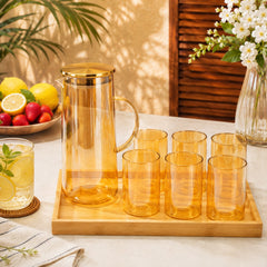 6 Piece Transparent Water Set with Jug | Drinkware Set