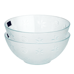 2-Piece Textured Clear Glass Bowl Set – 240 mm Large Serving & Mixing Bowls - Habitt