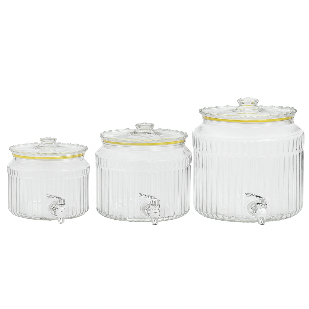 Manual Water Dispenser with Tap – Ribbed Clear Container (5.6L, 8L, 12L) - Habitt