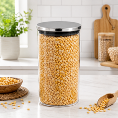 Large  Storage Jar with Steel Lid | Airtight Kitchen & Pantry Organizer - Habitt