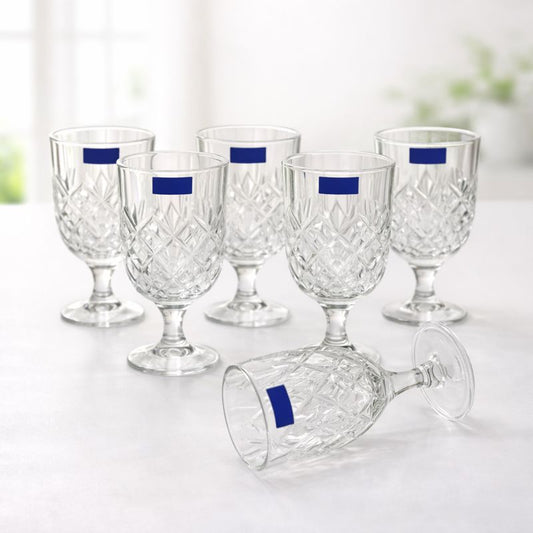Diamond Cut Crystal Glass Goblets – Set of 6 - Habitt