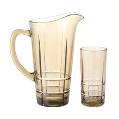 Smoke-Tinted 7-Piece Water Set – 1.7 L Jug with 278 ml Glasses (Premium Panel-Design Glassware) - Habitt