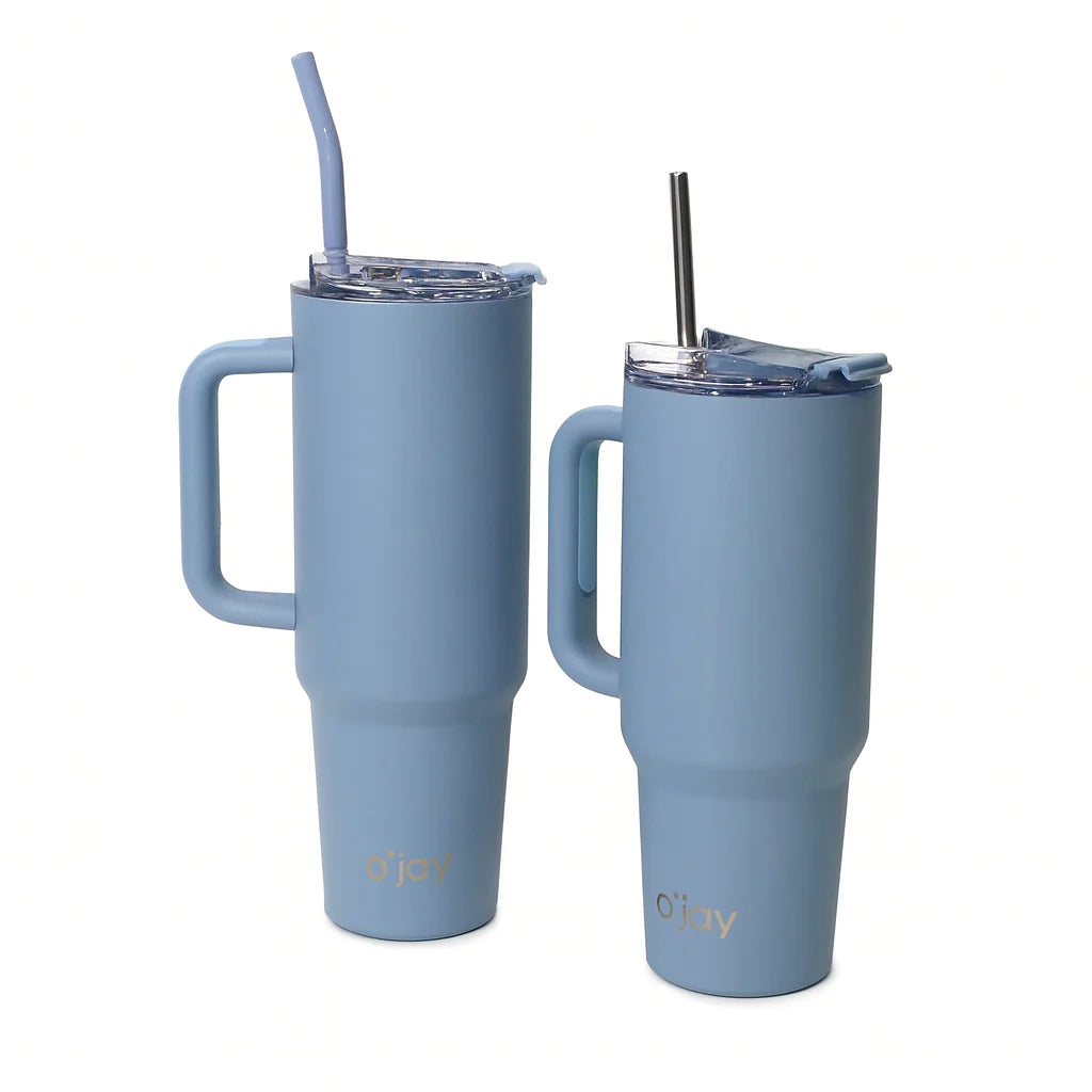 O’jay Matte Blue Insulated Tumbler with Handle & Straw – 50oz / 40oz – SP17915 - Habitt