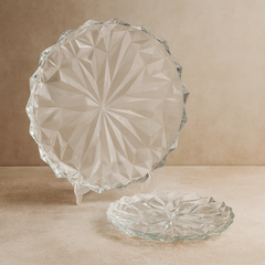 Elegant Clear Pressed-Glass 7-Piece Cake & Dessert Plate Set – 337/178 mm Plates - Habitt