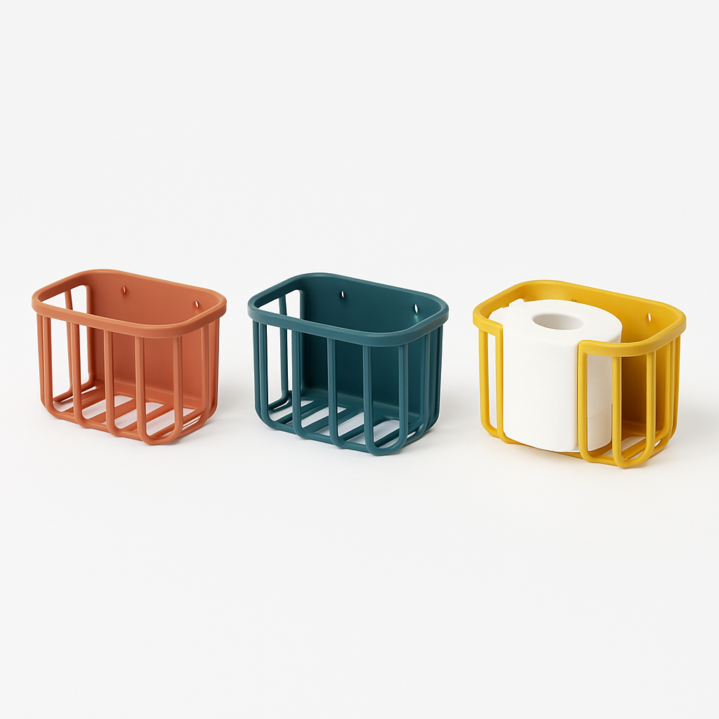 1PC Wall-Mounted Plastic Tissue Roll Basket for Neat, Easy Bathroom & Kitchen Storage - Habitt