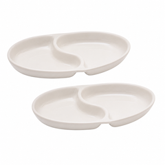 1 Pc 2 in 1 Pickle Dish | Dual Compartment Serving Bowl for Pickles, Sauces & Snacks - Habitt