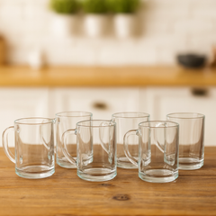 380 ml Heavy Glass Juice Mug – Classic Clear Beverage Mug Set of 6 for Juice, Water, Lassi & Shakes - Habitt
