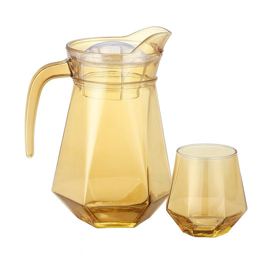 Golden-Tinted 7-Piece Water Set – 1.4 L Jug with 340 ml Glasses (Premium Coloured Glassware) - Habitt