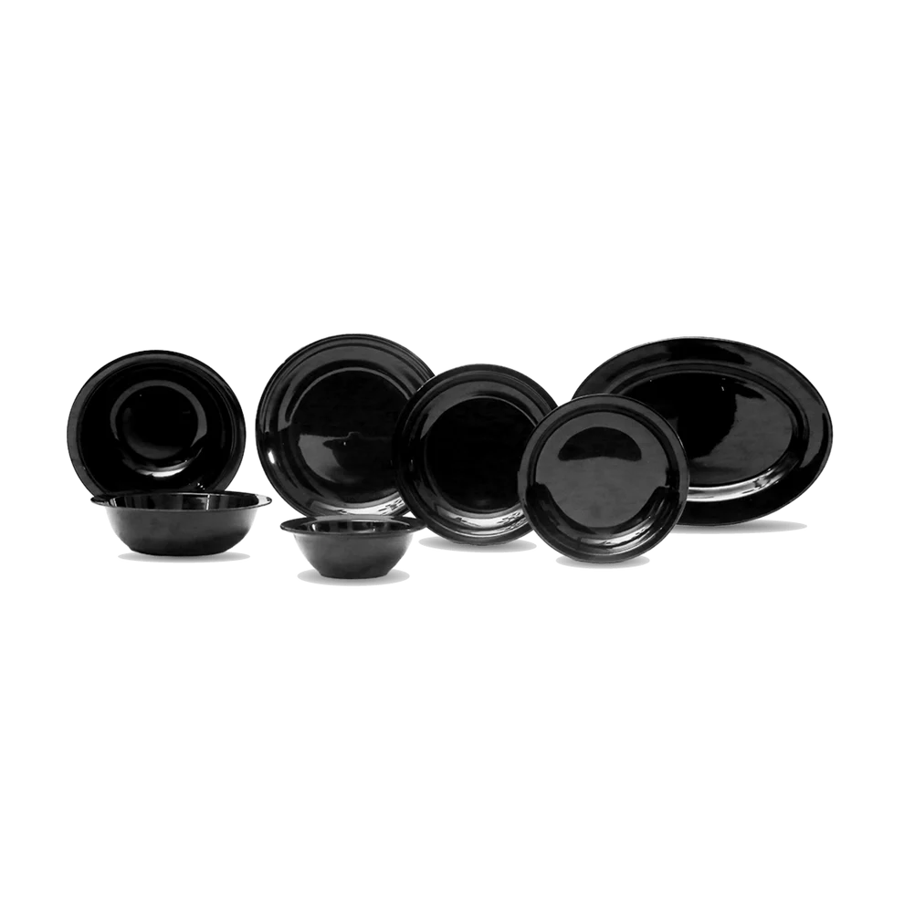 Black Melamine Dinner Set – Modern, Durable & Complete Dining Solution (22 / 30 / 43 PCS) - Habitt