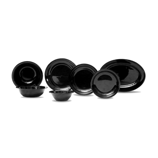 Black Melamine Dinner Set – Modern, Durable & Complete Dining Solution (22 / 30 / 43 PCS) - Habitt