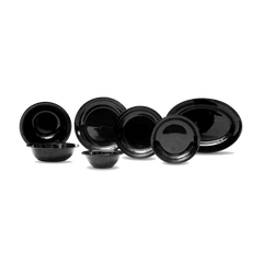 Black Melamine Dinner Set – Modern, Durable & Complete Dining Solution (22 / 30 / 43 PCS) - Habitt