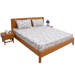 Blue Florals Double Bed Sheet 90x94E-Com - Habitt