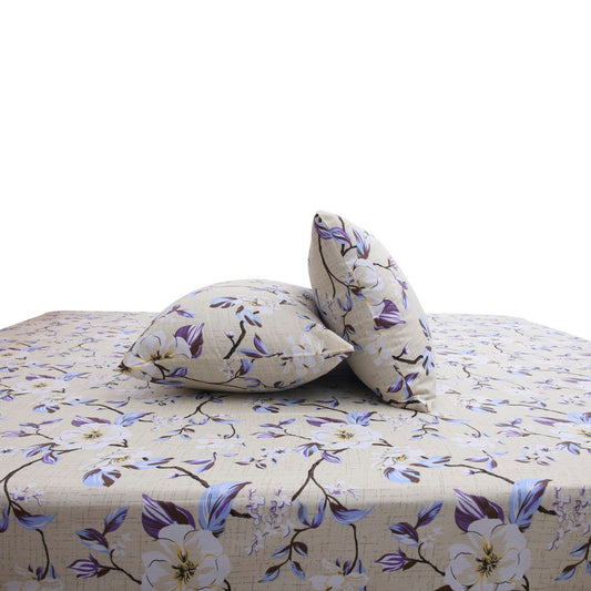 Blue Florals Double Bed Sheet 90x94E-Com - Habitt