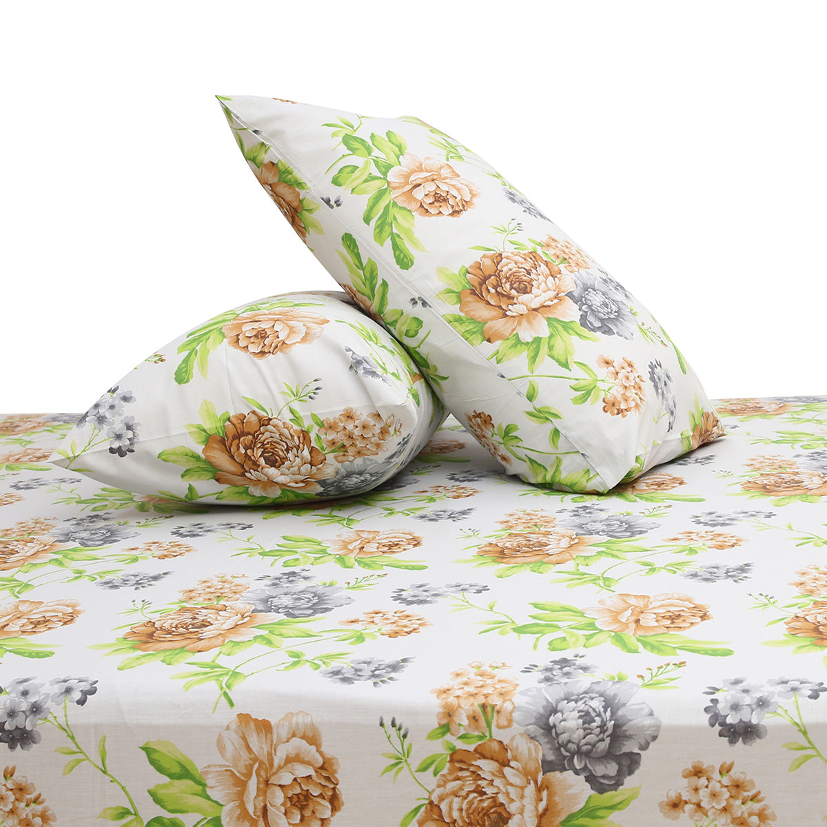 Floral Bliss Double Bed Sheet 90x100 – Soft Cotton with 2 Pillow Covers - Habitt