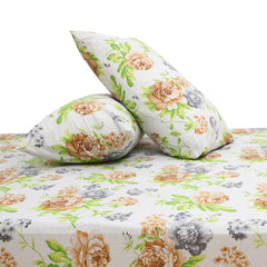 Floral Bliss Double Bed Sheet 90x100 – Soft Cotton with 2 Pillow Covers - Habitt