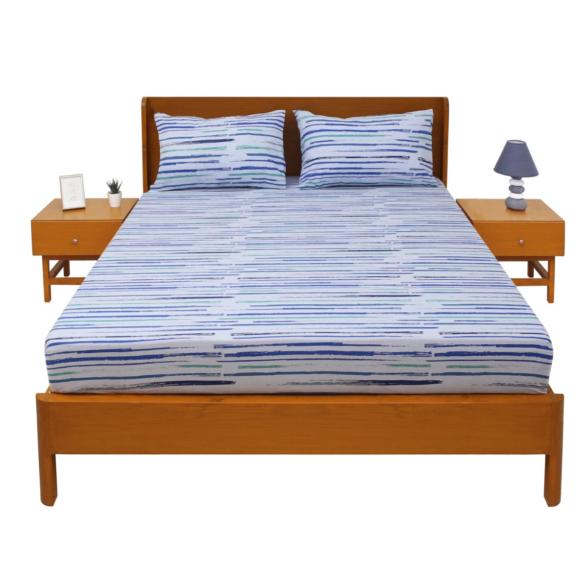 Blue Crush Strokes Double Bedsheet - Habitt