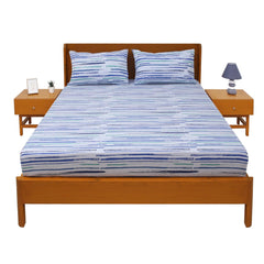Blue Crush Strokes Double Bedsheet - Habitt