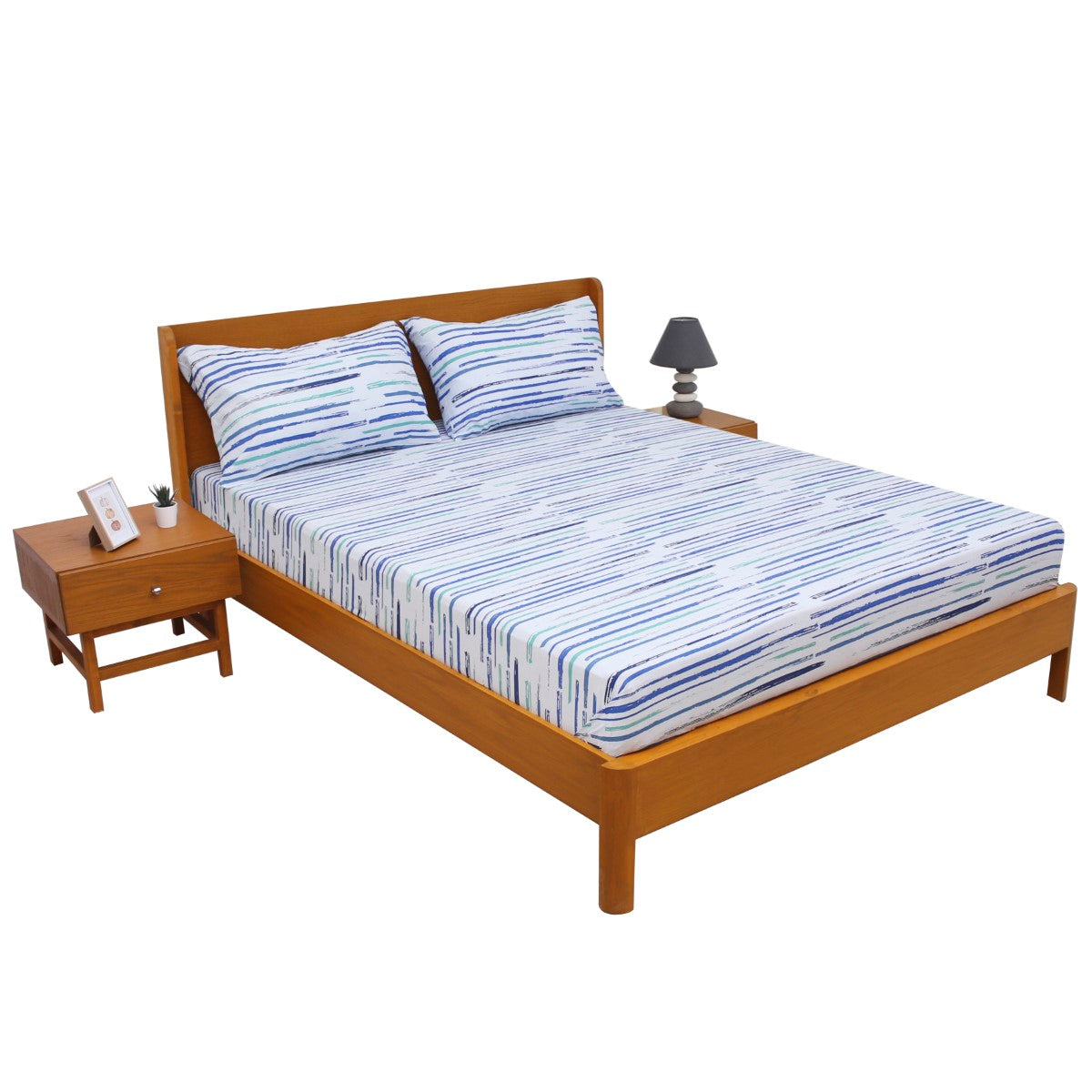 Blue Crush Strokes Double Bedsheet - Habitt
