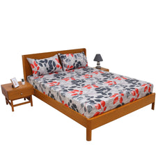 Double BedSheet 90x96" Gray Leaf (BR) - Habitt