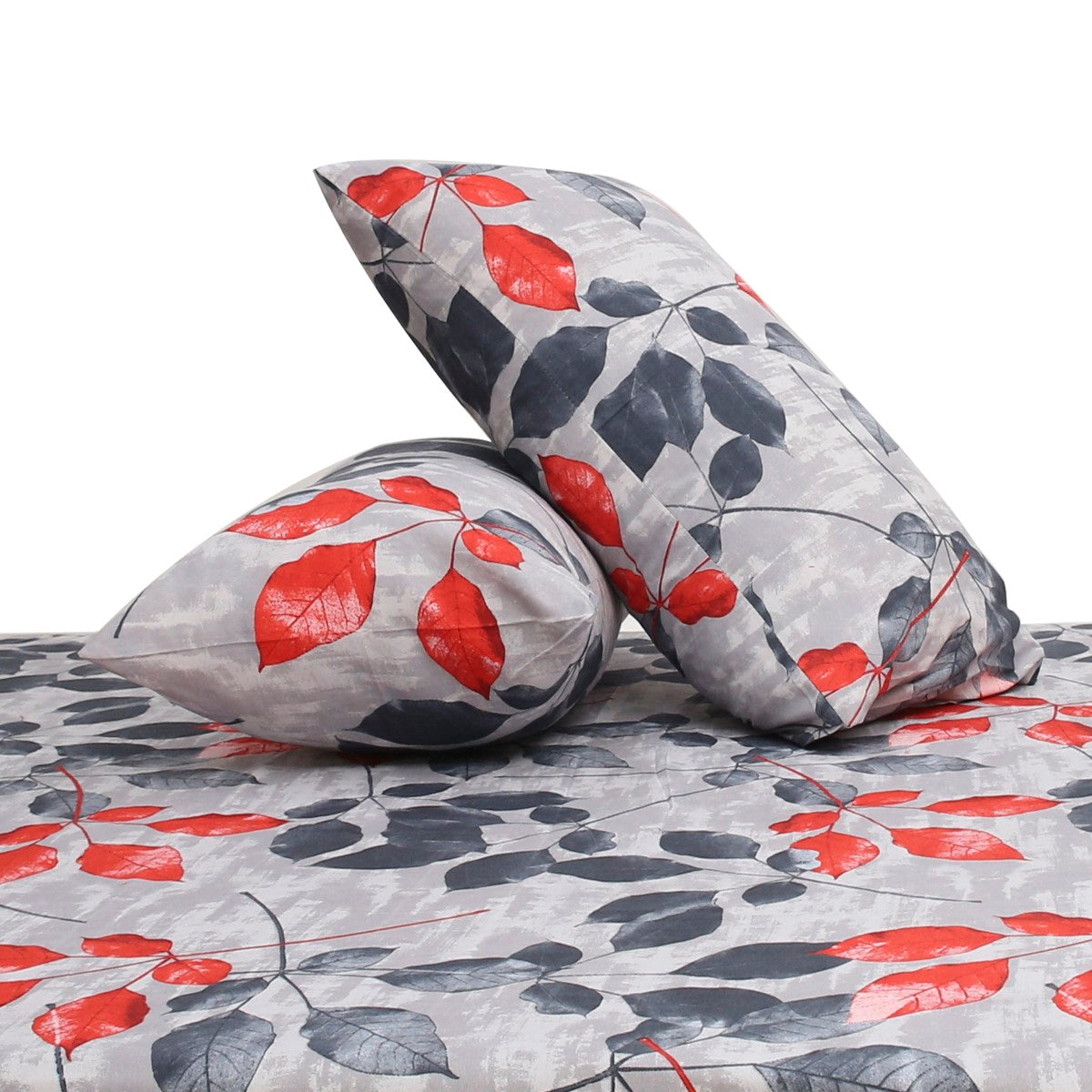 Double BedSheet 90x96" Gray Leaf (BR) - Habitt