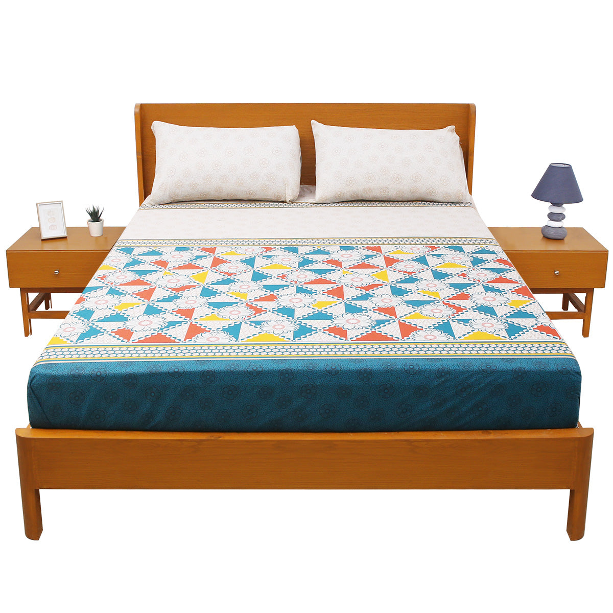 Circle Border Double Bed Sheet 90x96 - Habitt