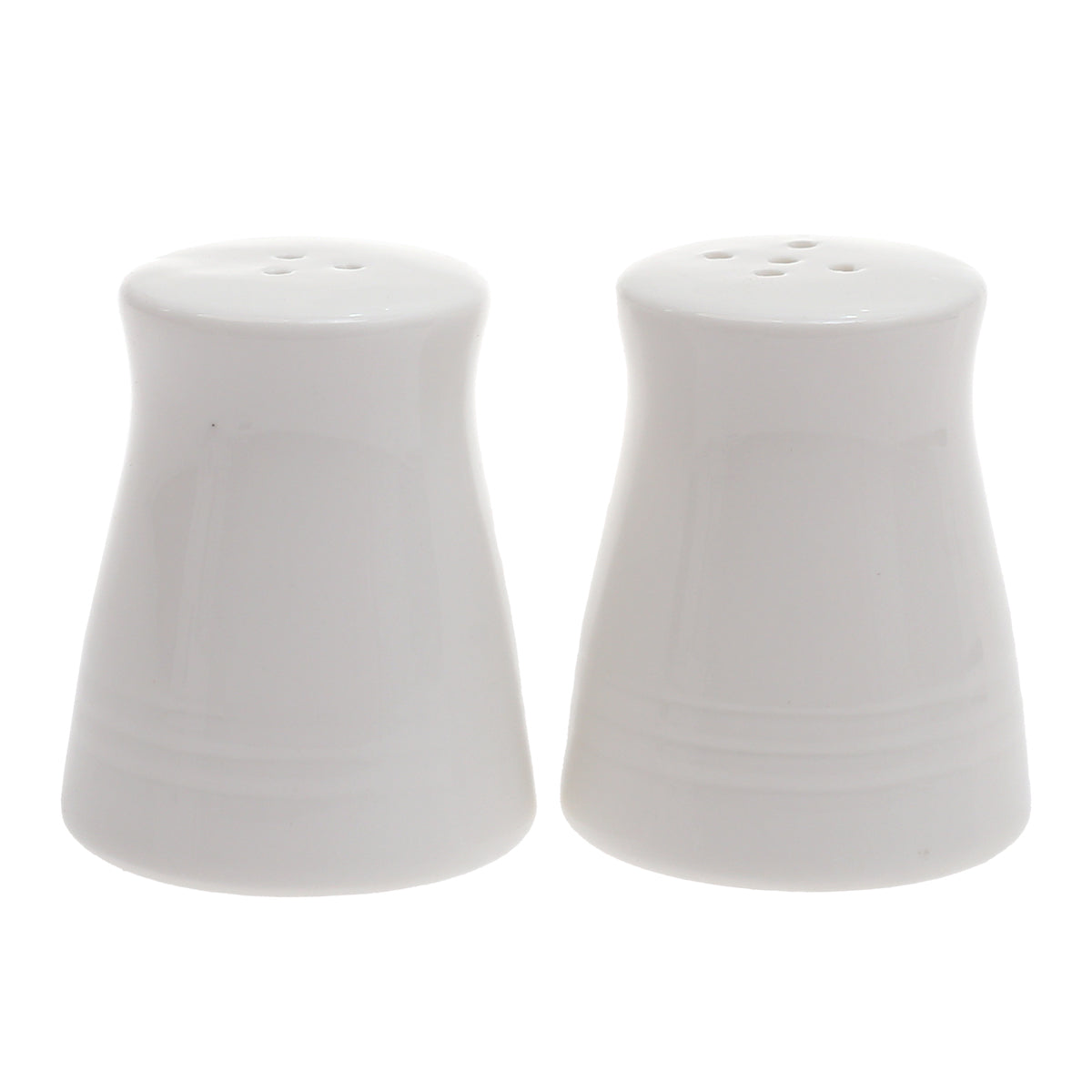BRILLIANT 2-Piece Salt & Pepper Shaker Set – White Ceramic with Grooved Base - Habitt