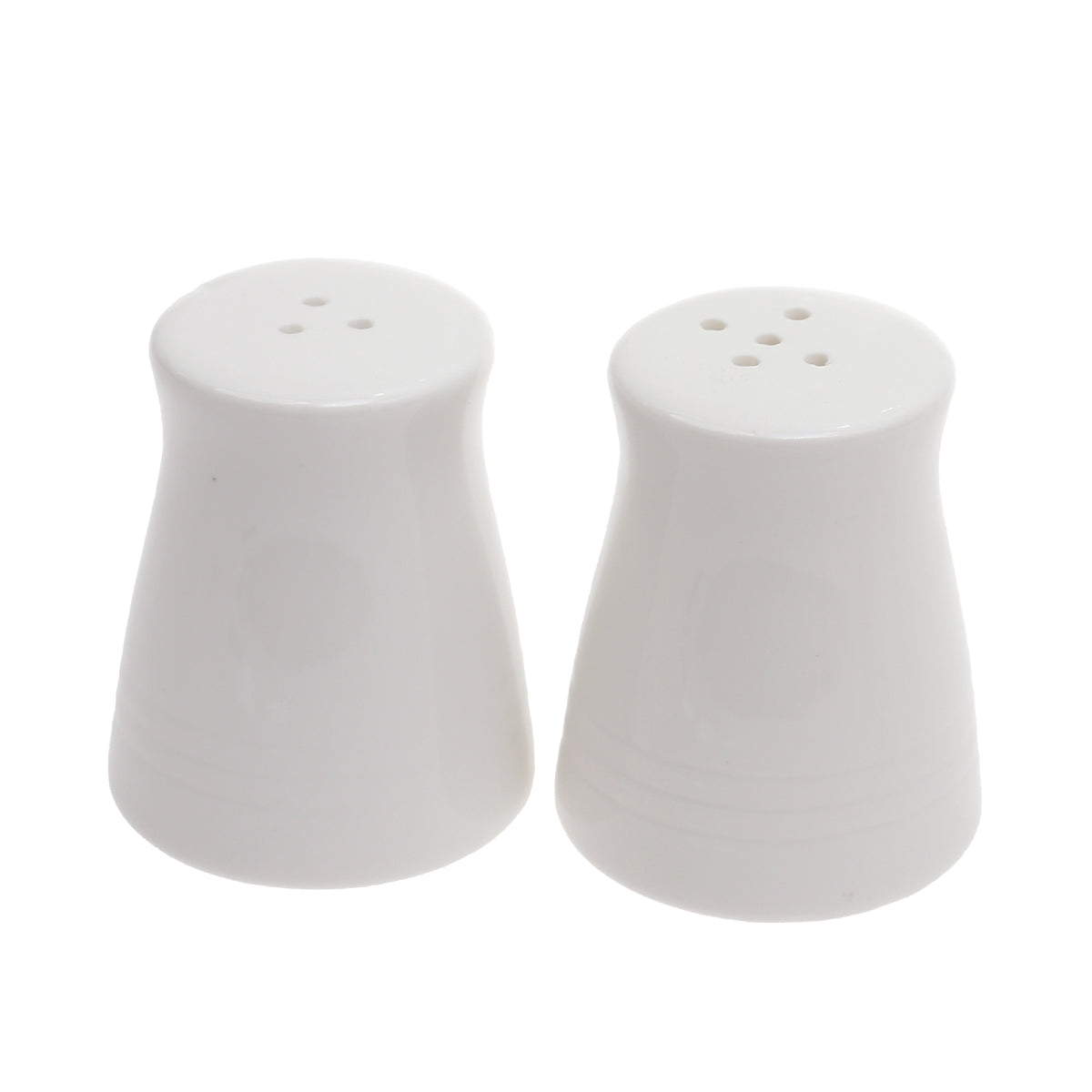 BRILLIANT 2-Piece Salt & Pepper Shaker Set – White Ceramic with Grooved Base - Habitt