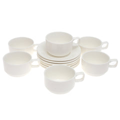 6-Piece Cup & Saucer Set – Elegant White Ceramic - Habitt