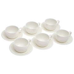 6-Piece Cup & Saucer Set – Elegant White Ceramic - Habitt