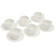 6-Piece Cup & Saucer Set – Elegant White Ceramic - Habitt